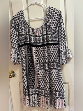 Want and Need Boho Chic Bell Sleeve Peasant Dress | Bohemian Festival Travel | M
